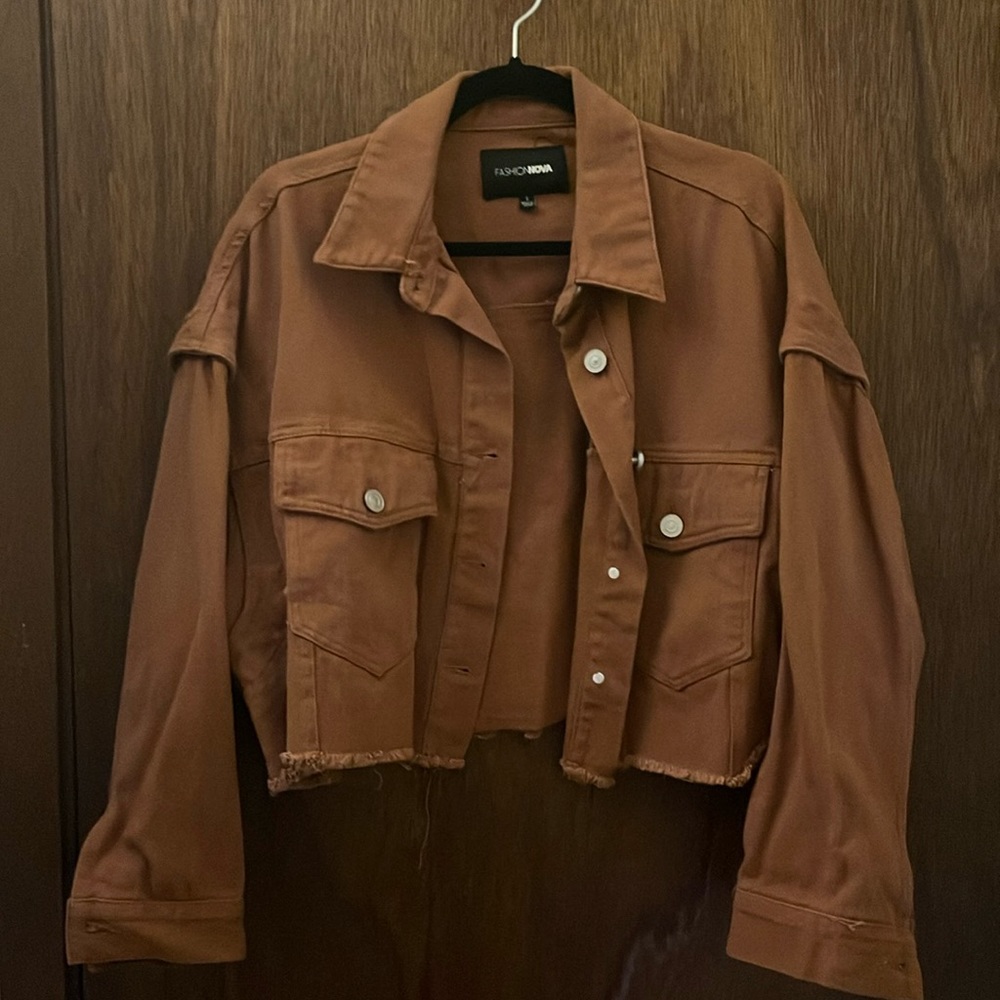 Fashion nova brown jeans jacket new